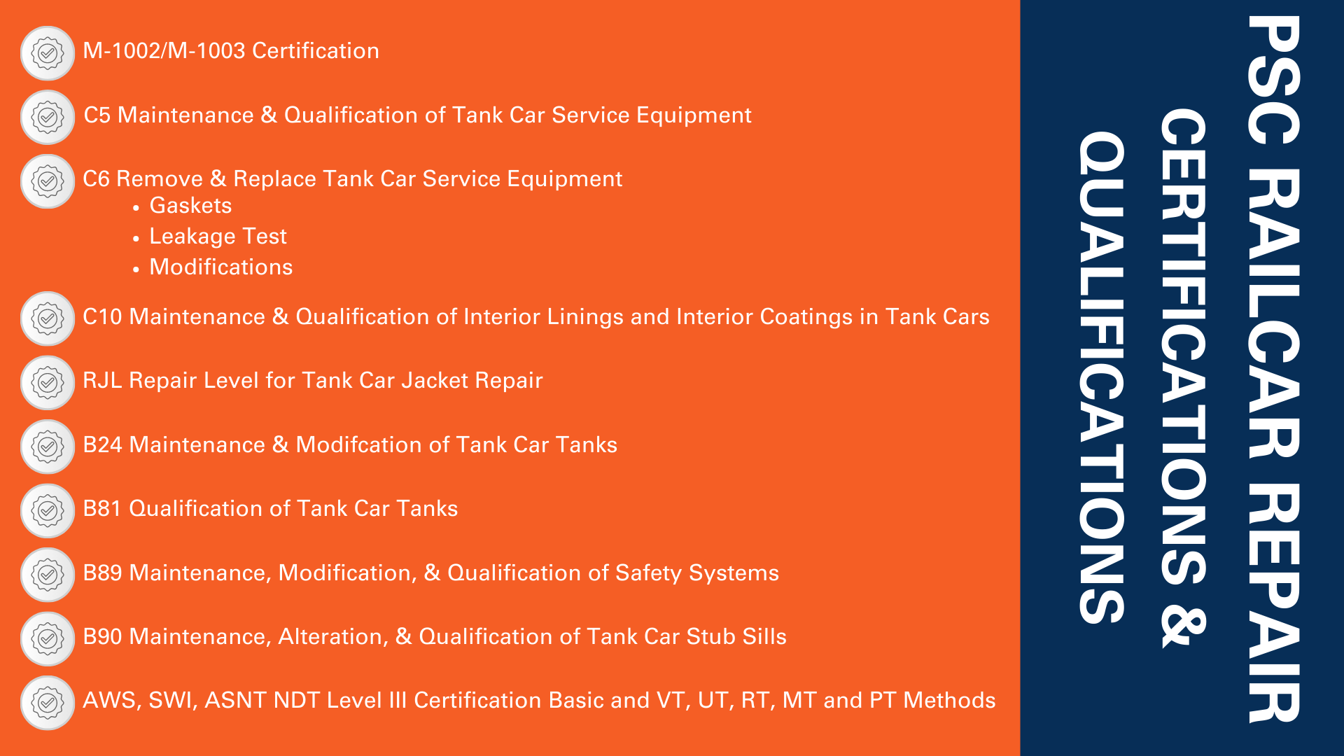Railcar Repair Certifications & Qualifications