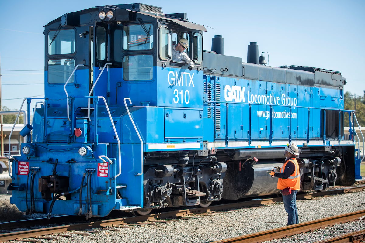 rail switching team with locomotive